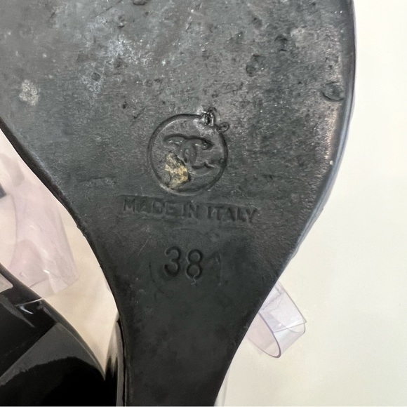 CHANEL Patent and Chrome Vintage Wedge Sandals Spring 2007 AUTHENTIC - Picture 11 of 11